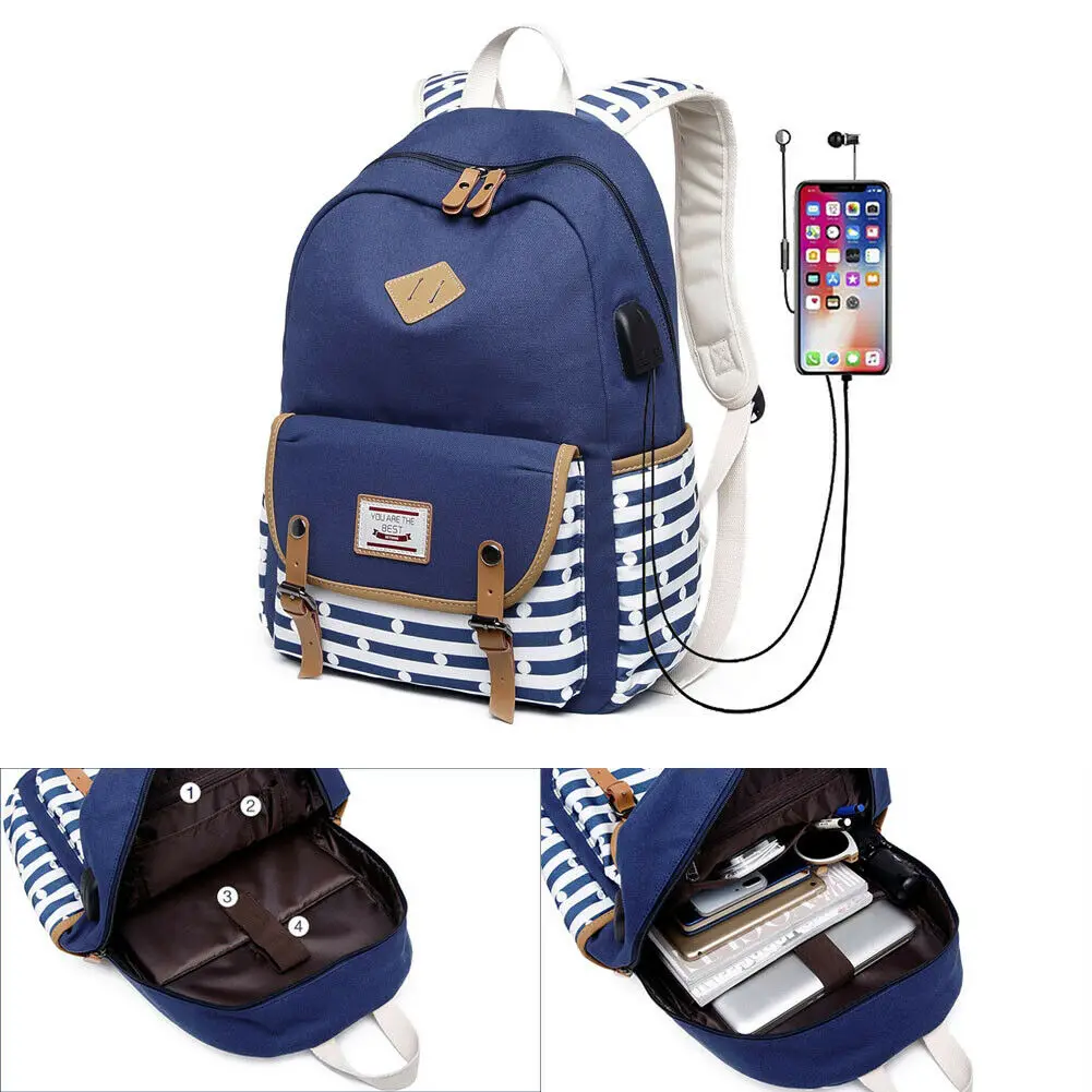 

USB Charging Port Backpack Men Women Canvas Backpack Bag School College Rucksack Outdoor Travel Bag School Bag
