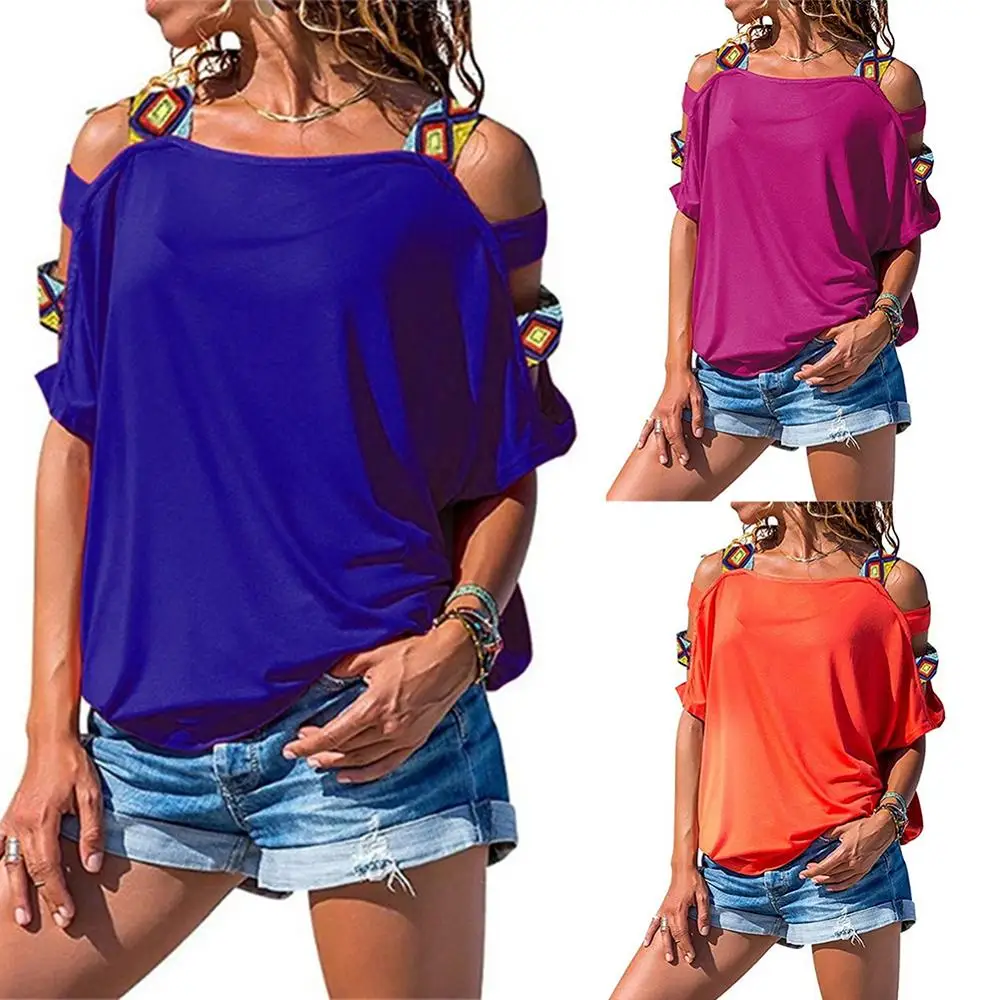Для женщин летние выдолбленный футболка женская пляжная Рубашка с короткими