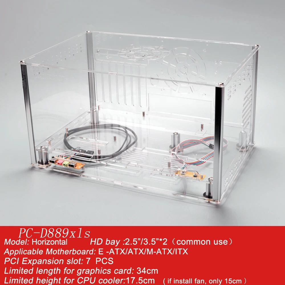 Qdiy PC D889XLS персонализированные Горизонтальное E ATX HTPC акриловый прозрачный