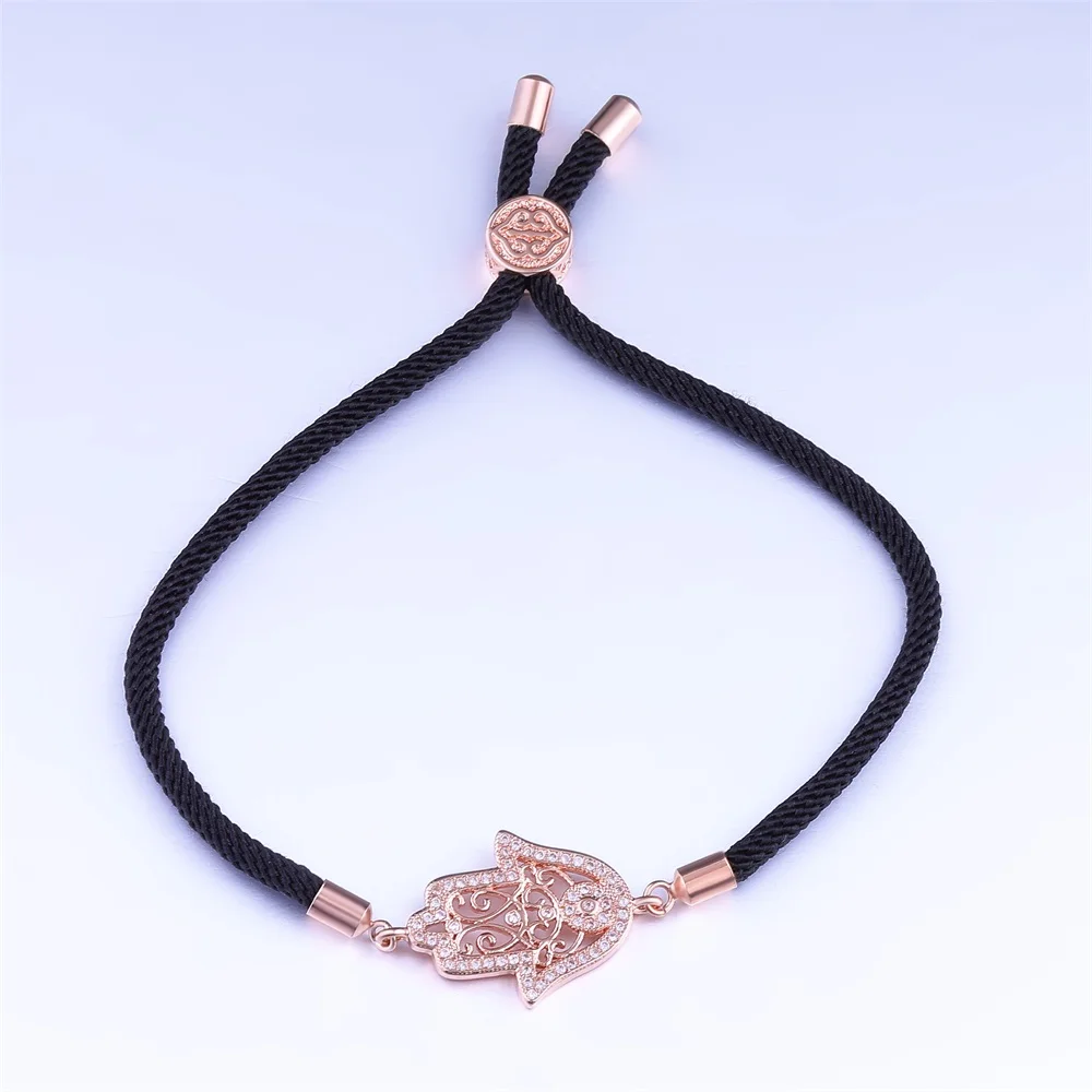 Rose Gold Золотые браслеты, мужские ювелирные изделия, полый цветок, рука Фатимы, очаровательные браслеты, золотые цепочки, браслет для женщин - Окраска металла: Rose Gold