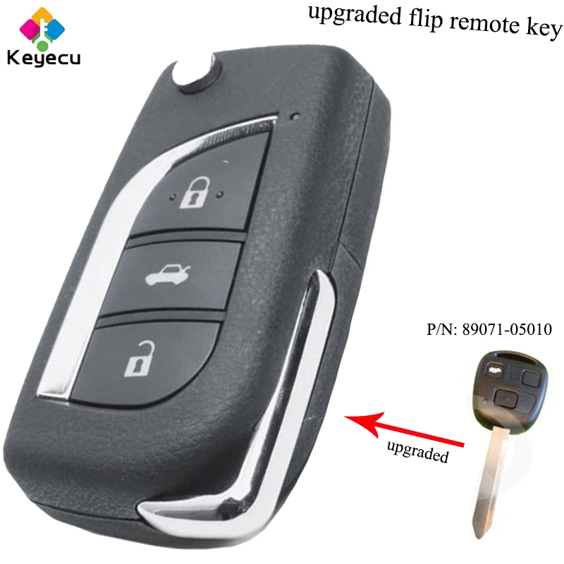 KEYECU Модернизированный флип ключ 3B 434 МГц ID4D66 чип TOY47 FOB для Toyota Yaris Avensis Corolla Carina и т.