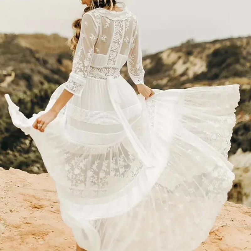 Женское платье с вышивкой CHICEVER плиссированное треугольным вырезом и рукавом три