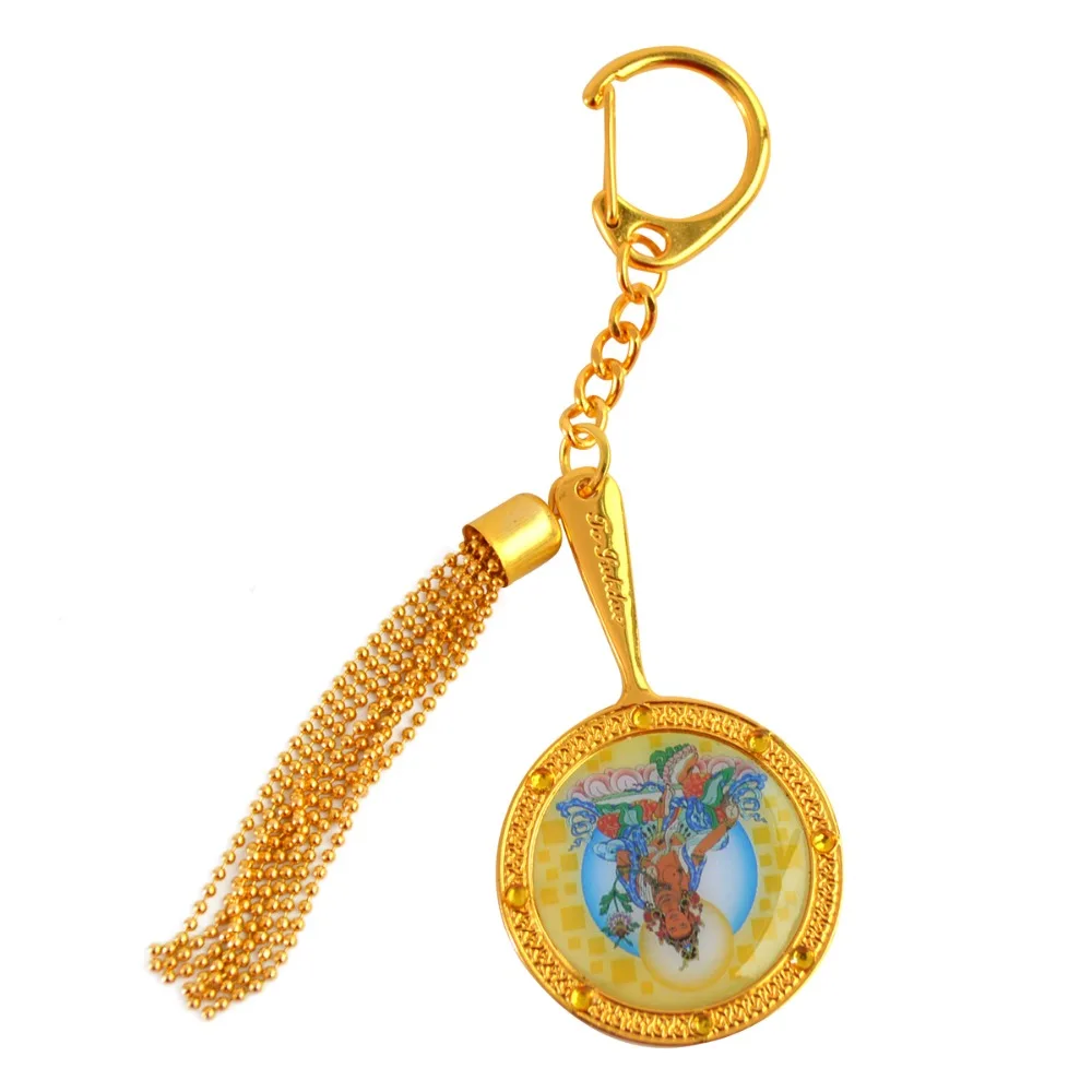 

Yellow Tara Mirror Keychain for Increasing Prosperity and Abundance W1603