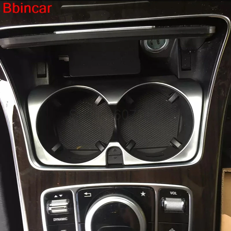 

Bbincar Car Accessories Interior Front Cup Holder Cover Trim Overlay Decoration For Benz GLC 2016 2017 X205