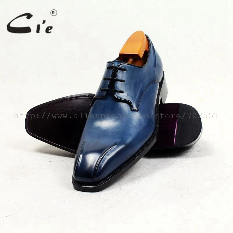 

cie Square Toe Custom Bespoke Men Shoe Handmade Leather Shoe Men's dress office calf leather outsole lacing derby Goodyear D152