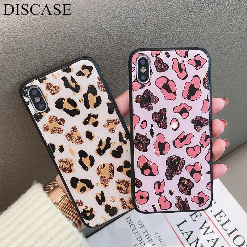 Роскошный пластиковый леопардовый чехол для iphone XS MAX XR 6 6s 8 7 plus Блестящий