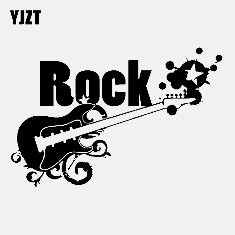 

YJZT 15,3 см * 10,1 см интересная виниловая черная/серебряная Автомобильная наклейка для рок-музыки гитары