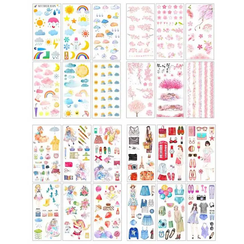 

6 Pcs/pack Cute Stationery Sticker Kawaii Diary Sticker Paper For Scrapbooking Diy Diary Album Stick Label Stickers