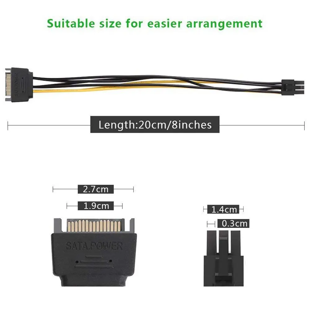 SATA кабель адаптера питания 5 шт. 15 контактный к 6 PCI экспресс карта силовой 0.66Ft/0 20 M|
