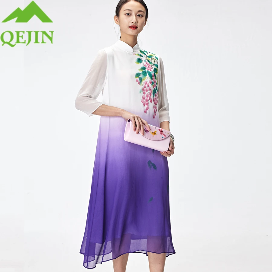 Женские платья kleid из натурального шелка летнее женское платье ручной работы с