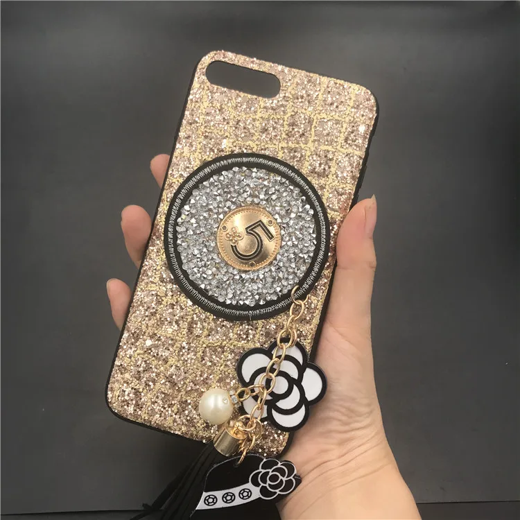 Роскошные Жемчужные Цепочки с сияющими блестками Дело Капа для iphone XS Max XR X 8 7 плюс