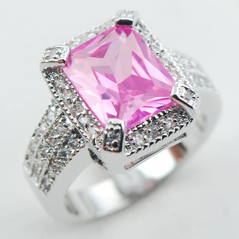 

Pink Crystal Zircon Fashion 925 Sterling Silver Ring Size 6 7 8 9 10 F1062
