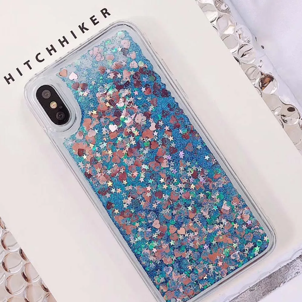 Мягкий чехол QINUO Love Heart Quicksand для iPhone XS Max XR 6 6s 7 8 Plus 5 5S SE динамический Coque Funda |