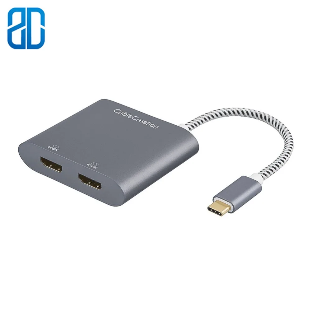 USB C к двойному HDMI 4K Type 2 адаптеру совместим с блоком совместимости/iMac/Chromebook Pixel/Yoga