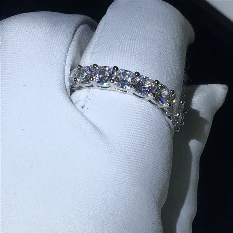 Eternity Promise ring Silver color Cushion cut AAAAA Cz Stone Engagement wedding band for women Men Party jewelry | Украшения и