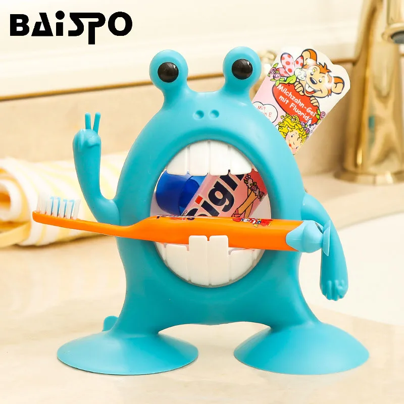 BAISPO мультфильм лягушка ванная комната держатель для зубной пасты и щетки настенное крепление Дети Рождество аксессуары для ванной набор шкаф для хранения