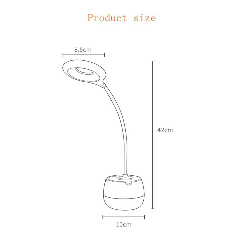 

Desk Lamp Dimmable Adjustable intensity USB Rechargeable LED Table Lamp Reading Light Touch Switch with Pen Cellphone Holder