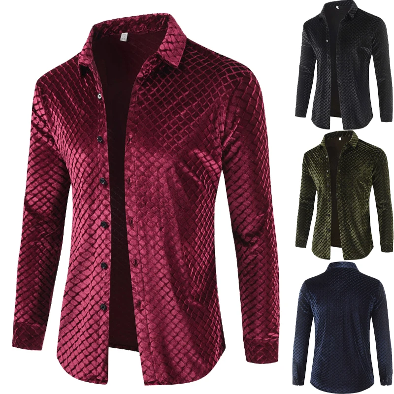 Зимние рубашки мужские бархатные Camisa Social Masculina приталенные с длинным рукавом 2018