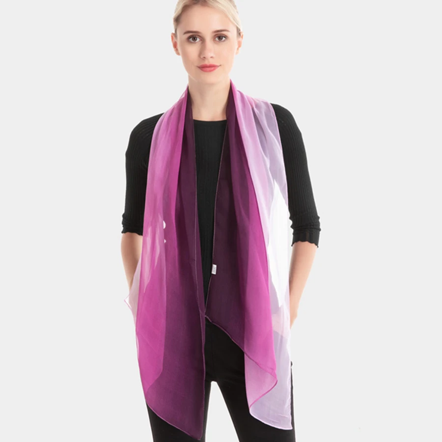 2019 Gradation Color Silk Scarf Women Georgette Shawl Lady Thin Beach Towel Wraps Female Simulation Scarves Wholesale |