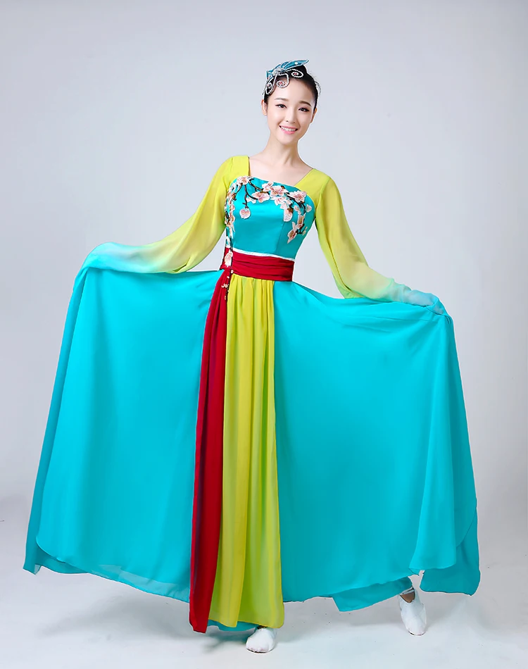 Китайский hanfu Женский танцевальный костюм воды рукава Танцы r древнекитайский Карнавальный Костюм rhinstones платье Одежда для сцены с вышивкой