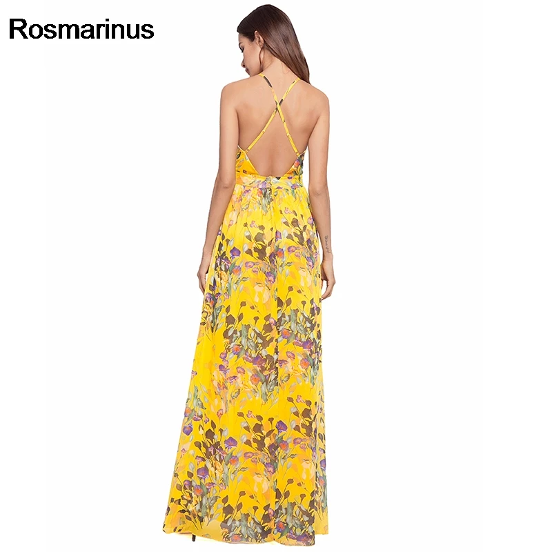 Rosmarinus Boho Цветочное платье женское летнее с глубоким v образным вырезом без