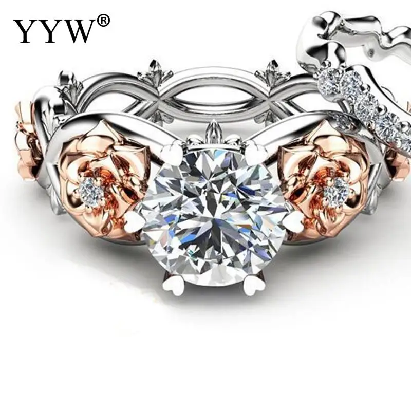 Цинковый сплав кубического циркония Обручение кольца набор цветок Форма