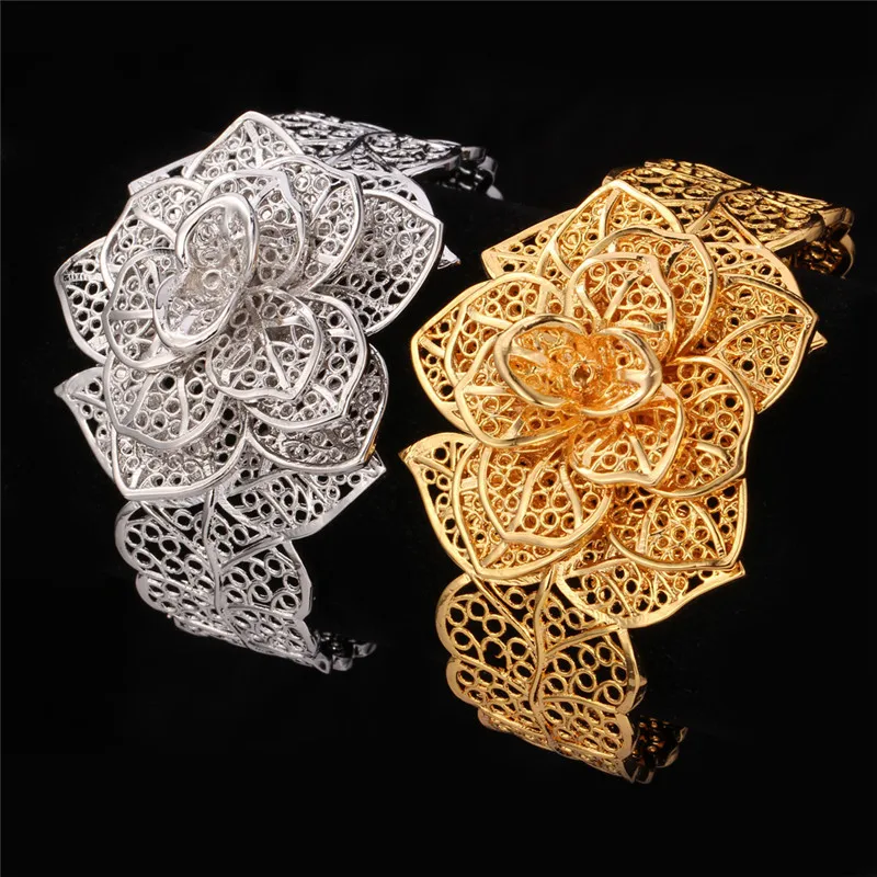 Бренд Starlord Цветочные браслеты манжеты для женщин трендовый золотой цвет большие