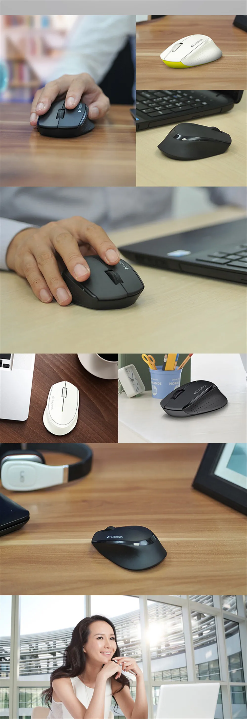 logitech M275 игровой Мышь 2,4G беспроводное соединение для ноутбука ПК оптического слежения геймерская мышь компьютерных игр Mause эргономичный приемник