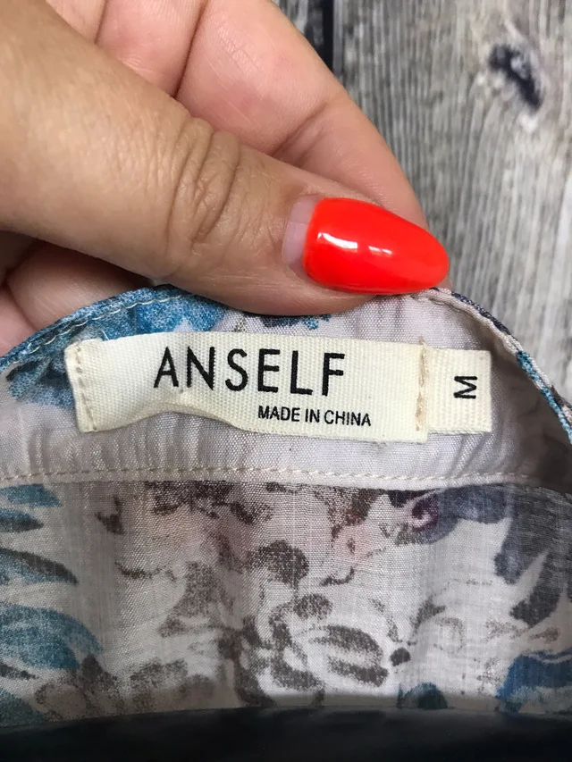ANSELF 5XL осень Для женщин Винтаж синяя полосатая блузка с рюшами Элегантный 3/4 рукав