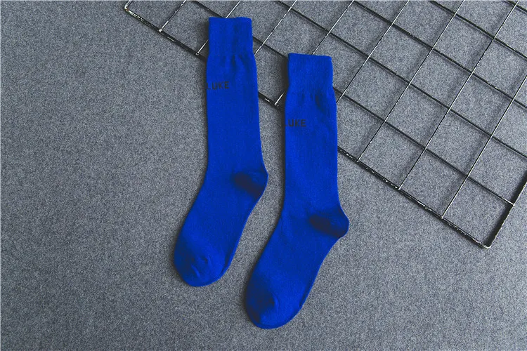 royalblue PEONFLY/Новинка; сезон осень; яркие цвета; ворсовые носки; модные забавные носки с английскими буквами; высокое качество; удобные повседневные хлопковые носки для женщин - Цвет: royalblue