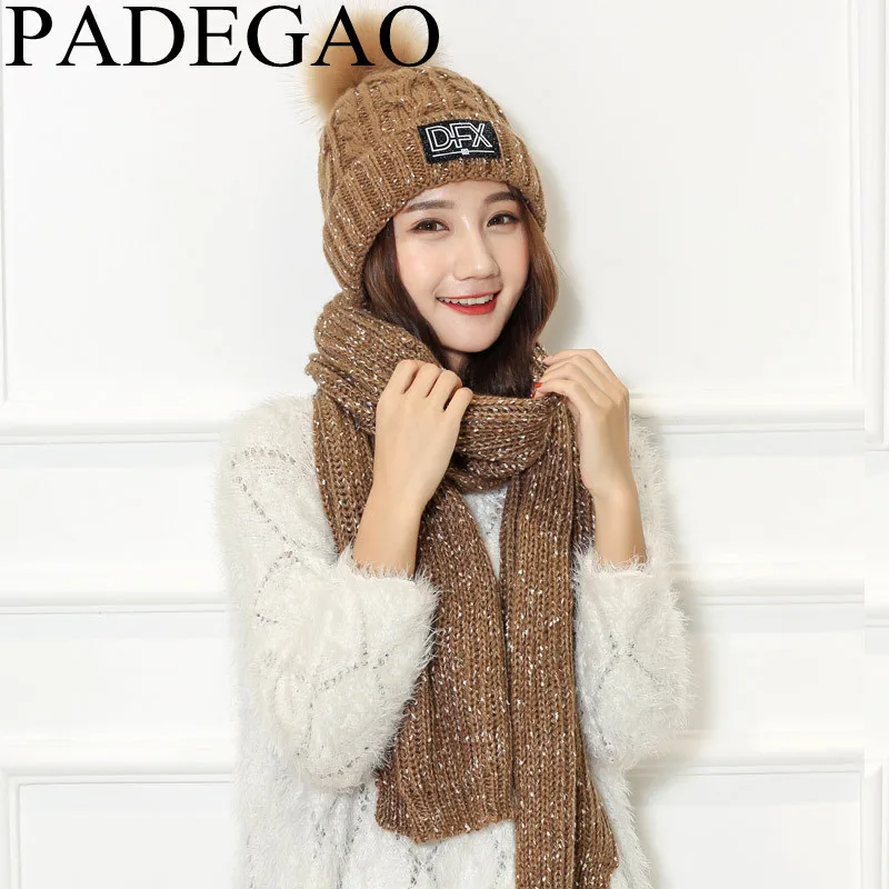 Зимняя шапка шарф теплый комплект трикотажа с письмо hat|hat scarf set|scarf sethat |