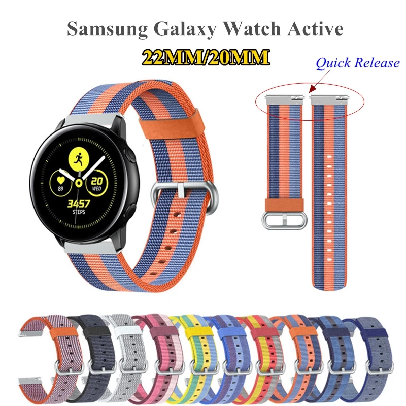 Ремешок нейлоновый быстросъемный для Samsung Galaxy Watch Active сменный Браслет наручных