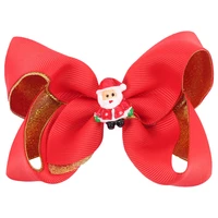 ncmama 2pcslot 4 christmas solid hair bow grosgrain glitter hairclips old man bows hairgrips for kids party hair accessories