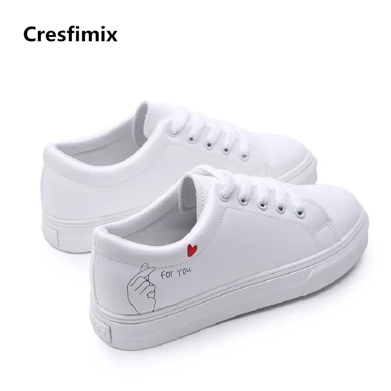 

Cresfimix женские 2018 высококачественные белые женские повседневные высокие черные туфли на шнуровке с круглым носком c2857
