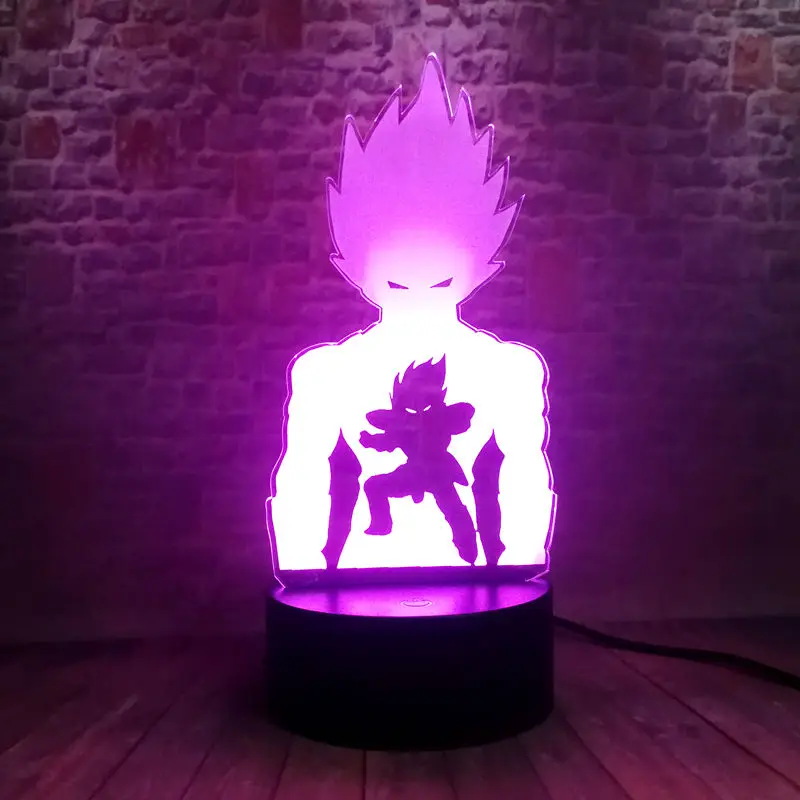 Принтом из мультфильма «Жемчуг дракона Супер Saiyan Аниме Figma модель 3D Иллюзия светодиодный Ночной светильник 7 цветов Chinging светильник Dragon Ball Z Рисунок Модель игрушки