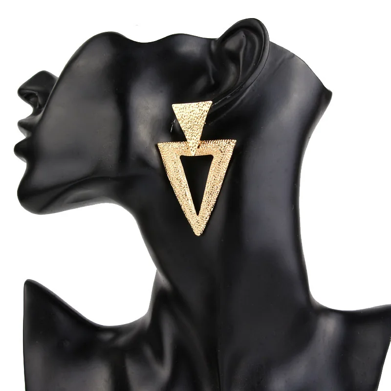 Простые и стильные модные геометрические металлические серьги треугольник