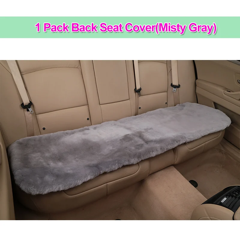 1Pcs Rear M-Grey Универсальный автомобильный чехол для сиденья из шерсти и меха для взрослых, Кожаная подушка для автомобиля, Аксессуары для автомобилей из австралийской овчины - Название цвета: 1Pcs Rear M-Grey