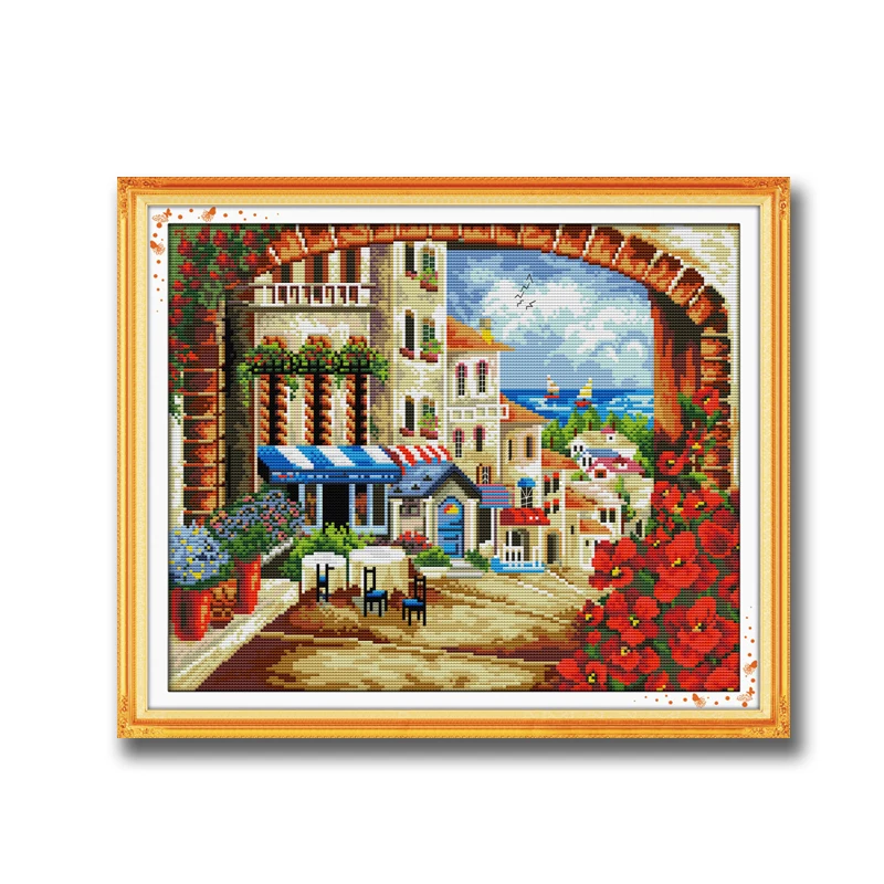 Mediterranean path Beautiful scenery dmc 14CT 11CT counted cross stitch Needlework Set Embroidery kits chinese | Дом и сад