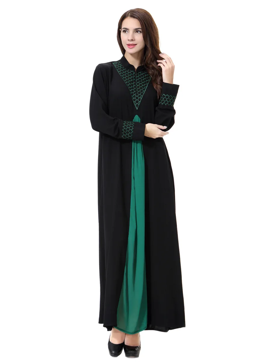 Abaya Дубай женские мусульманские платья модные длинные макси платье Двухслойное