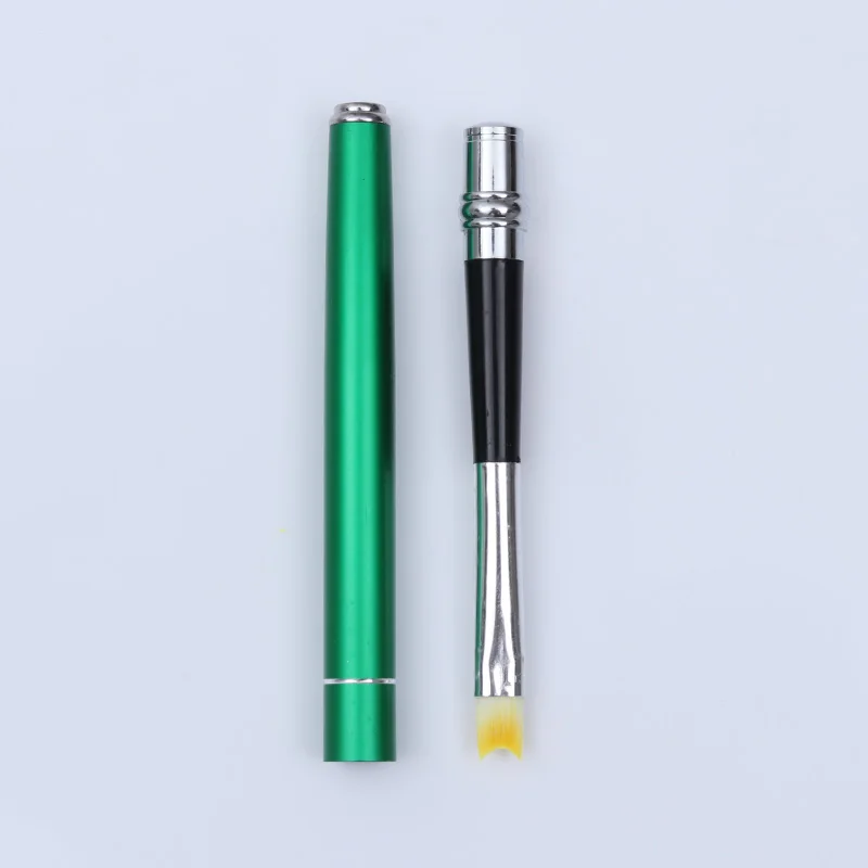 Acrylic French Tip Nail Brush For Gel Polish Half Moon Shape Drawing Painting Pen Green Handle Art Tool | Красота и здоровье