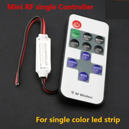 

DHL100pcs 12A 144W DC5-24V Mini RF LED Controller Single Color With Wireless Remote Control Dimmer for5050 / 3528 Led StripLight