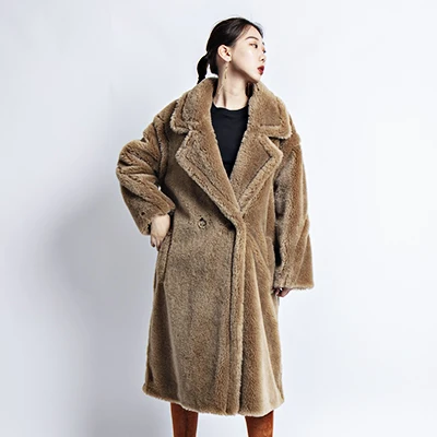 CAMEL Плюшевое пальто, пальто из искусственного меха, Женская куртка, пушистое пальто, женская кожаная куртка, новое модное зимнее пальто для женщин размера плюс - Цвет: CAMEL