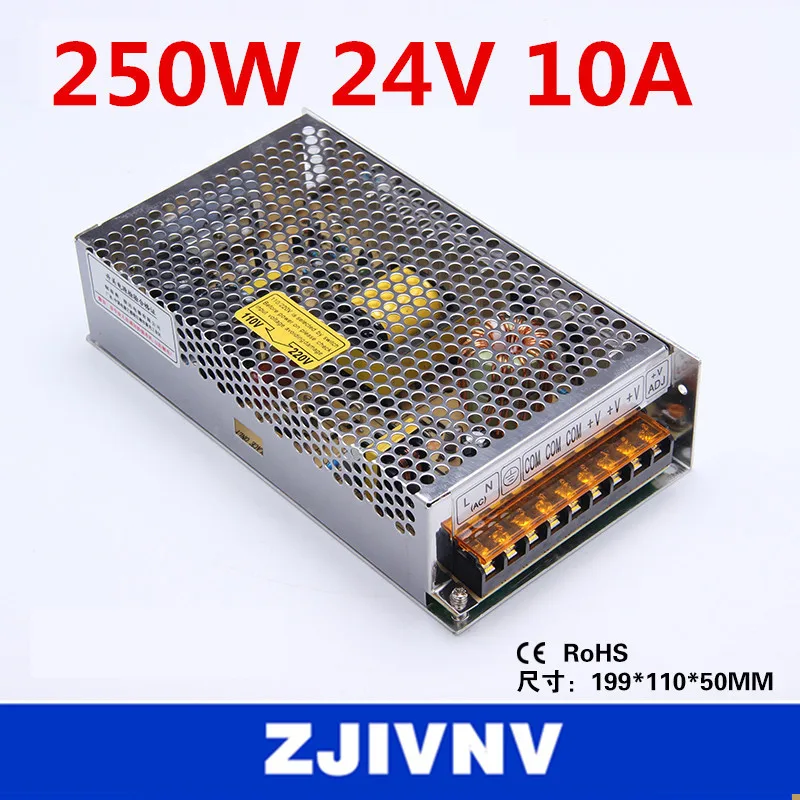 Цена по прейскуранту завода 250W 24V 10A SMPS одиночный выход импульсный источник питания для светодиодной полосы света, светодиодный источник питания CCTV cami ac-dc