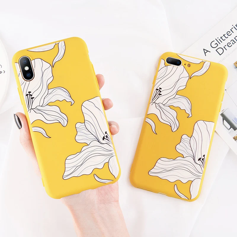 Чехол Moskado для iPhone 6 S 7 8 Plus X чехол красивый милый цветочный узор желтый мягкий ТПУ