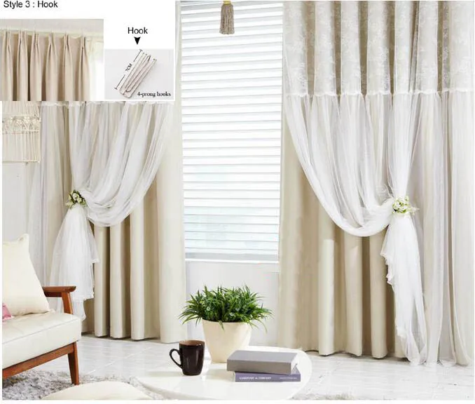 Ivory hook style Кисточки фонари верхние тепловой занавес розовый цвет высшего качества вуаль отвесный черный из спальни на заказ занавески для окна - Цвет: Ivory hook style