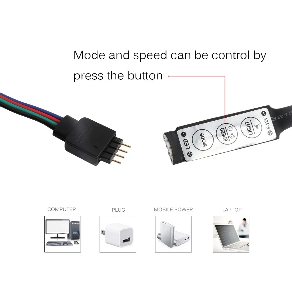 DC5V USB Светодиодные ленты светильник 5050 SMD RGB чип 1 м до 5 гибкая клейкая лента для ТВ
