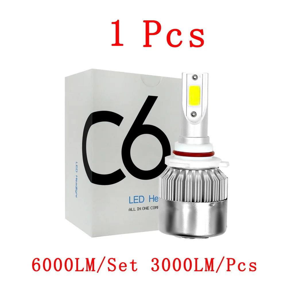 1 PCS Cold White C6 автомобильные лампы светодиодный H1 H3 H4 H7 H11 9005 9006 светодиодный лампы головной светильник светодиодный светильник автомобиля 12V 36W 6000LM туман светодиодный лампы - Испускаемый цвет: 1 PCS Cold White