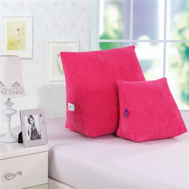 rosered Подушка для спины, треугольные подушки 60*50*30, кукурузная ткань с мягким ворсом, поясничная подушка 40*30*20, прикроватная подушка для дивана, Подушка для спины - Цвет: rosered