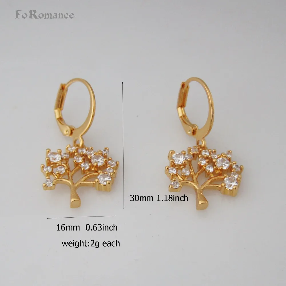 Foromance/-висячие серьги из желтого золота GP с фианитами в форме яблока высокие 1 18