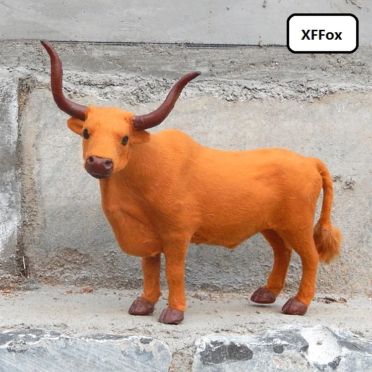 

big real life cattle model plastic&furs simulation yellow cattle doll gift about 40x30cm xf1920